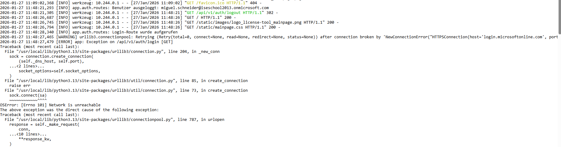 Log-Error via ArgoCD